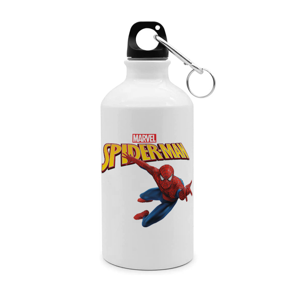 Botella blanca de agua Spiderman