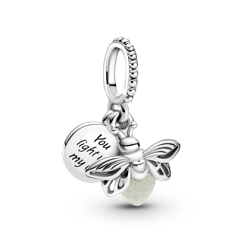 Charm colgante de plata estilo Pandora luciérnaga brillante