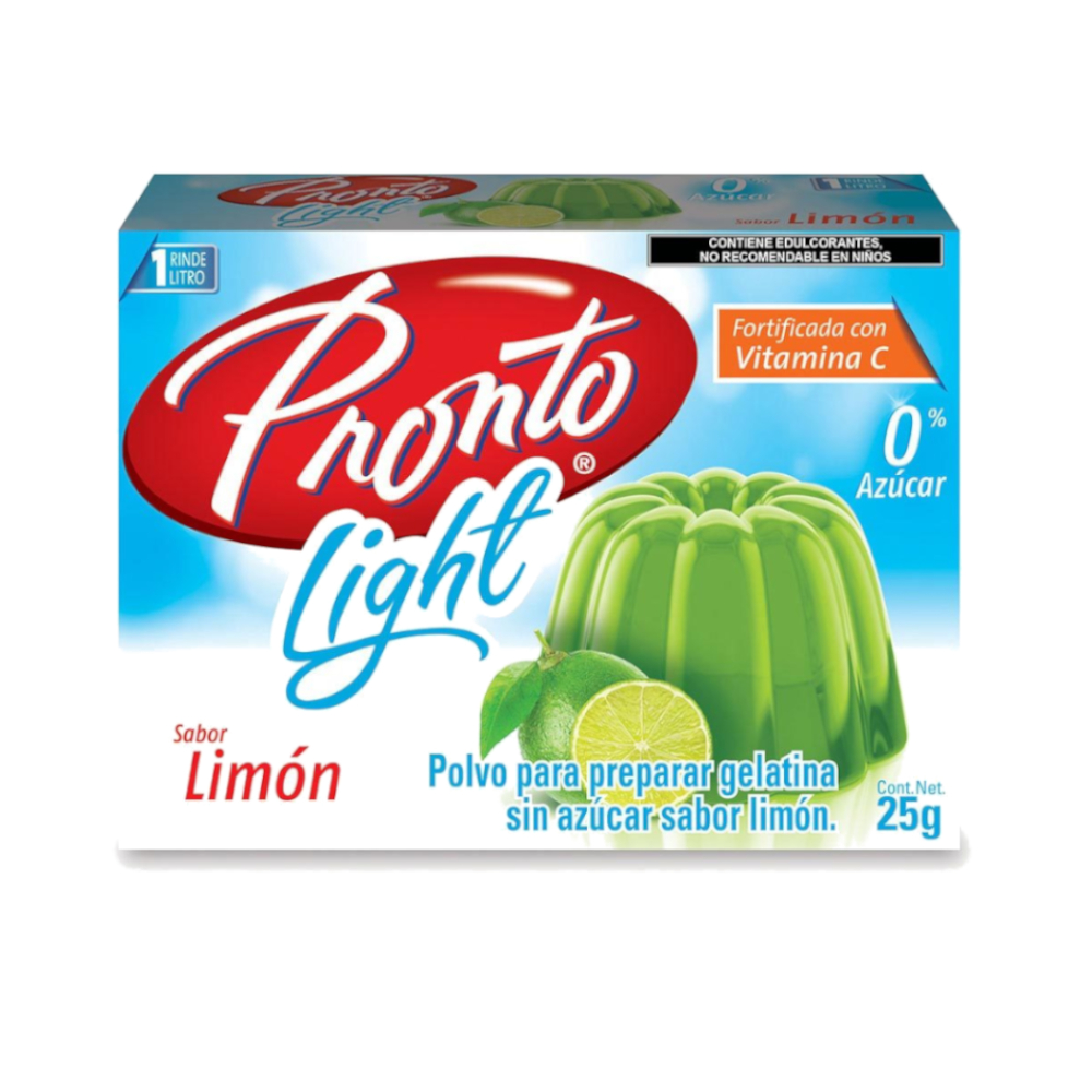 Polvo para preparar gelatina sin azúcar con sabor a limón Pronto (25 g)