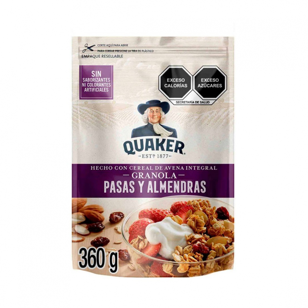 Cereal de avena integral granola pasas y almendras Quaker (360 g / 12.7 oz)