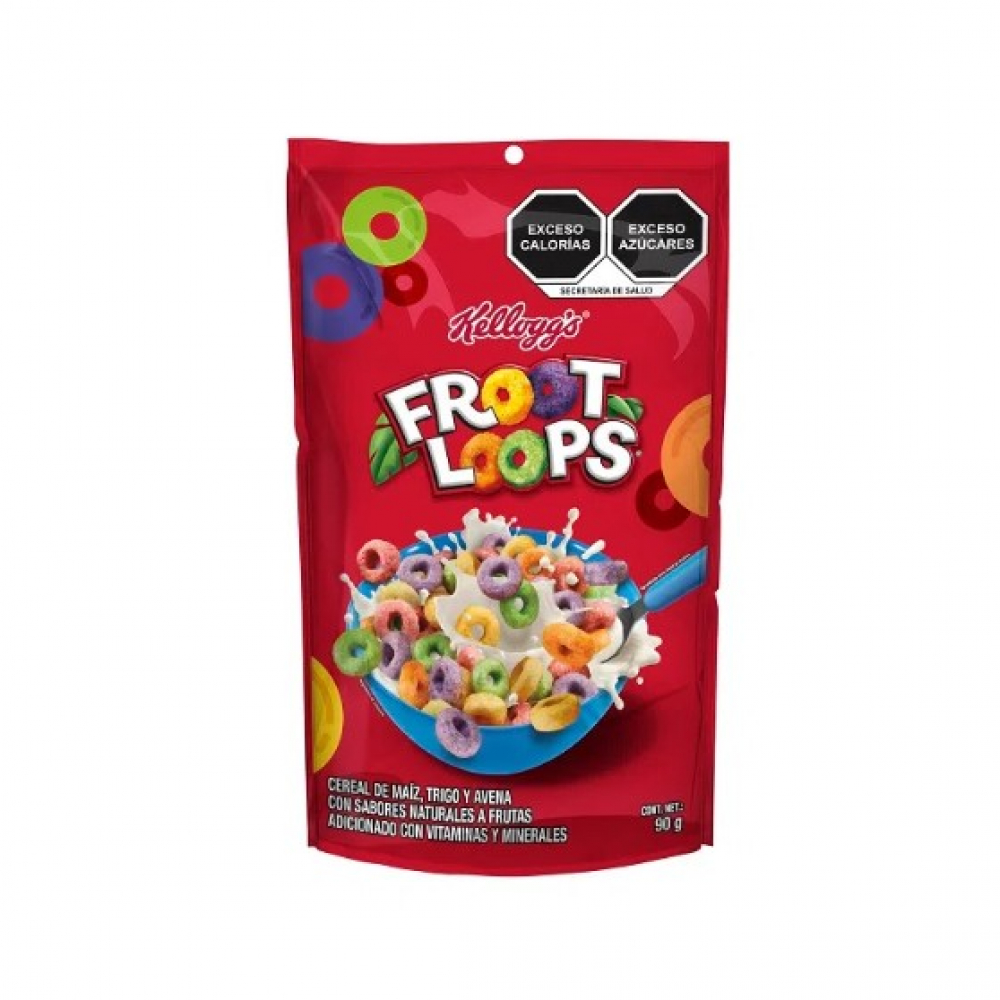Cereal de maíz, trigo y avena con sabores naturales a frutas Froot Loops Kellogg’s (90 g / 3.17 oz)