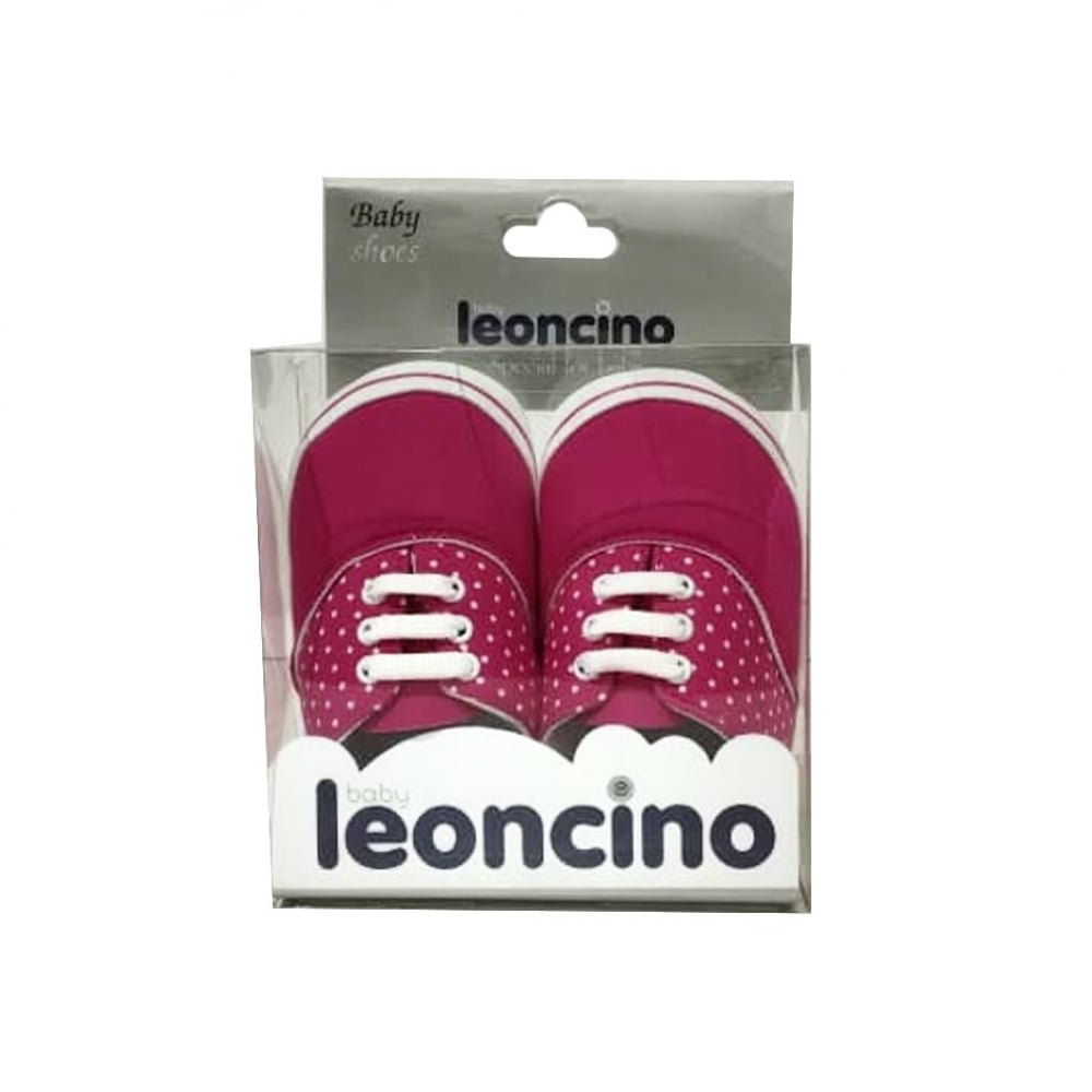 Zapatillas deportivas rosa fucsia con lunares para bebé Baby Leoncino -Talla 19 -