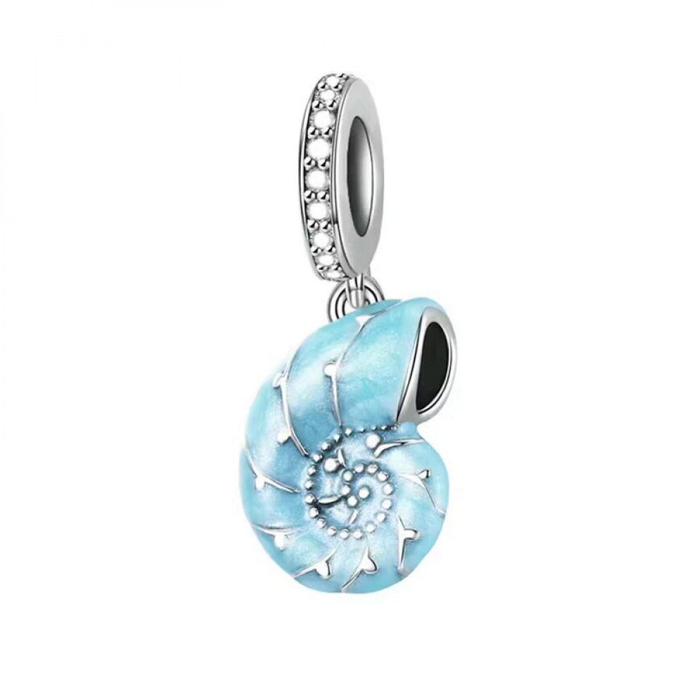 Colgante de plata estilo Pandora caracola azul