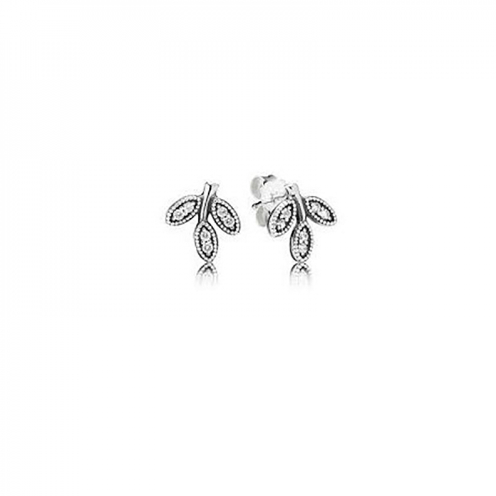 Pendientes de plata estilo Pandora hojas brillantes