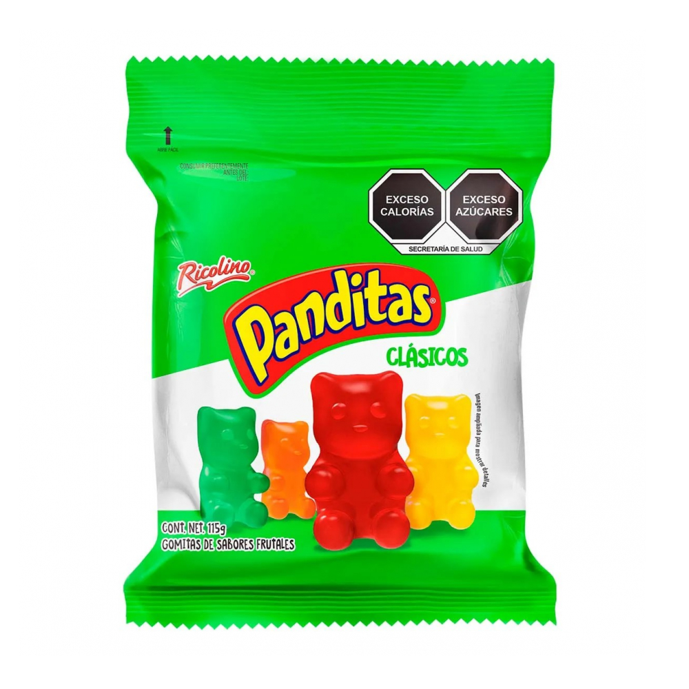Gomitas con sabores frutales Panditas Ricolino (115 g / 4.06 oz)