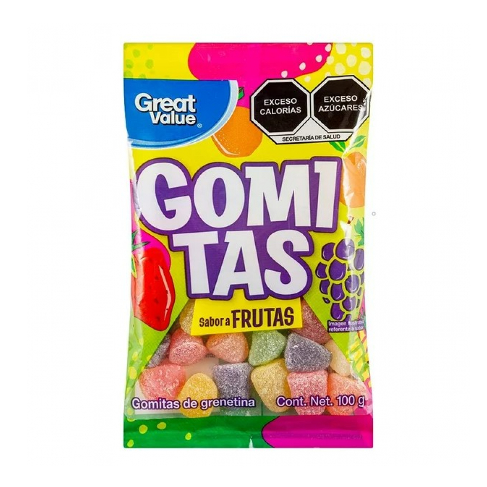 Gomitas de grenetina sabor a frutas Great Value (100 g / 3.5 oz)
