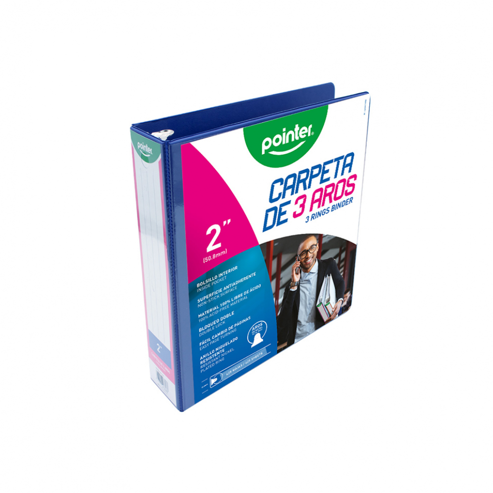 Carpeta azul de 3 aros de 2" Pointer