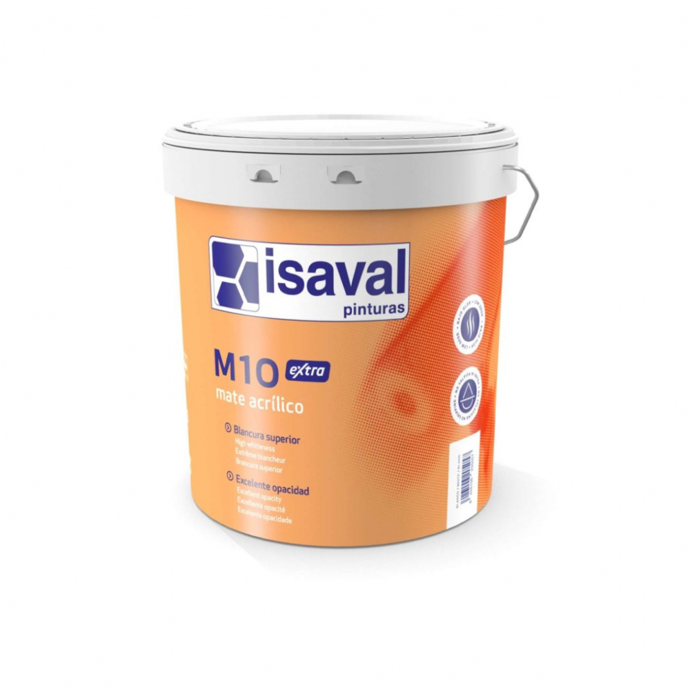 Pintura acrilica interior y exterior color blanco M - 10 extra Isaval (15 L)