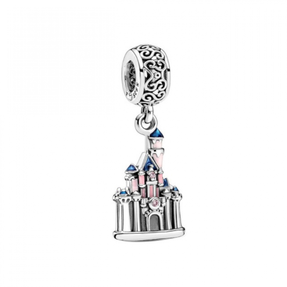 Charm colgante de plata estilo Pandora castillo de la Bella durmiente de Disney