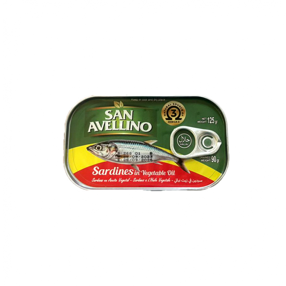 Sardinas en aceite vegetal San Avellino (125 g / 4.40 oz)