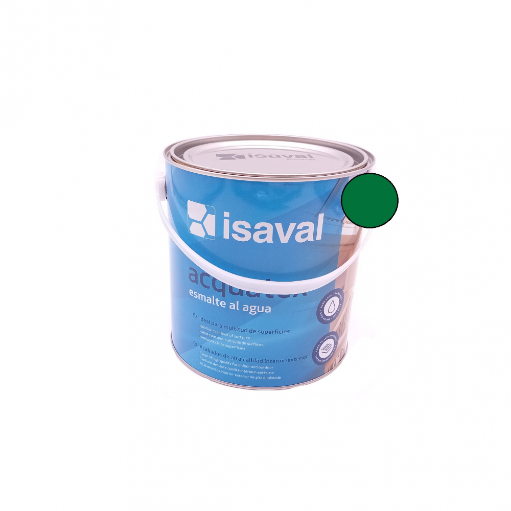 Esmalte al agua color verde hierba Acquatex Isaval (4 L)