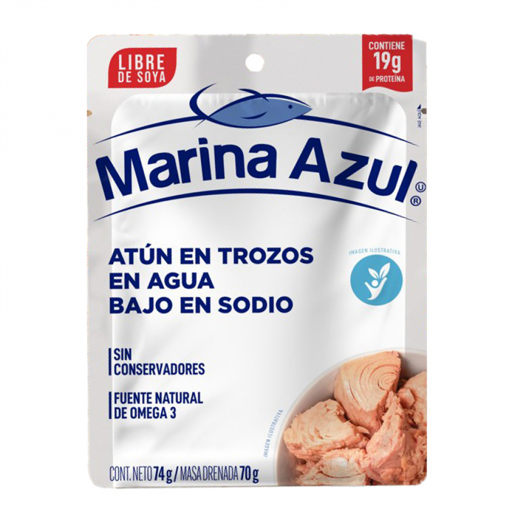 Atún en trozos en agua bajo en sodio Marina Azul (74 g / 2.61 oz)