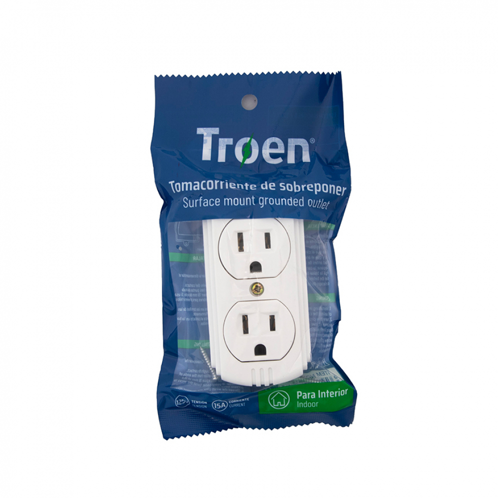 Tomacorriente doble de sobreponer - enchufe de superficie - 125 V / 15 A Troen