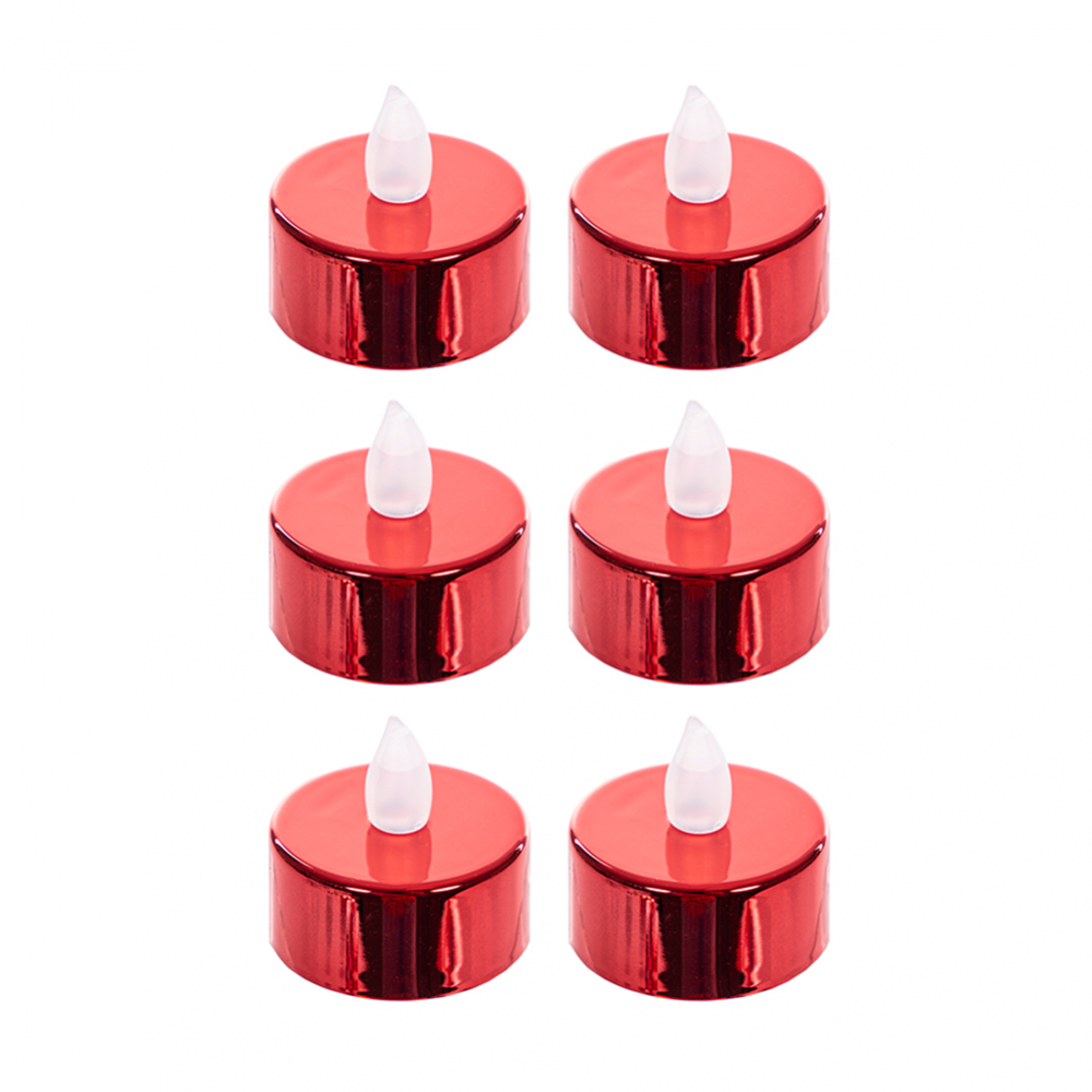 Pack 6 velas luminosas PVC rojo 4 cm