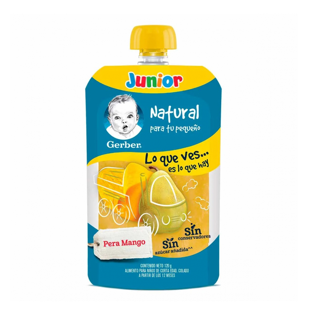 Comida papilla para bebés etapa 4 sabor pera y mango Gerber Junior (110 g / 3.88 oz)