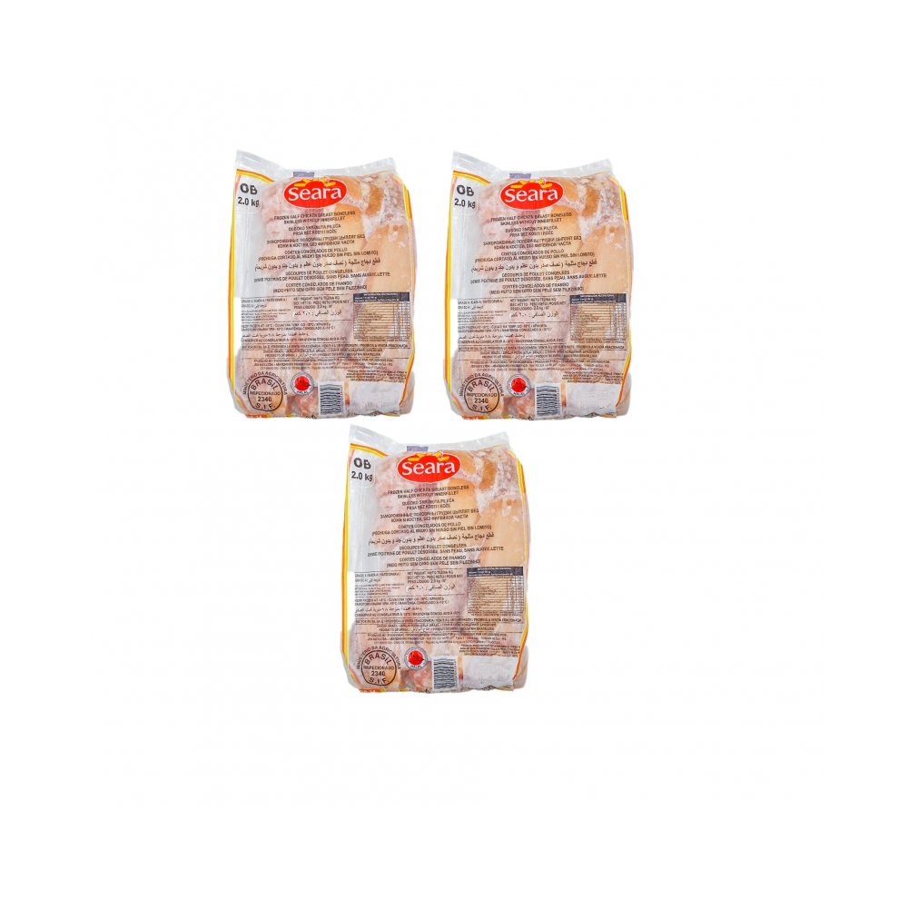 Pechuga de pollo sin hueso y sin piel Seara (3 x 2 kg / 4.41 lb)