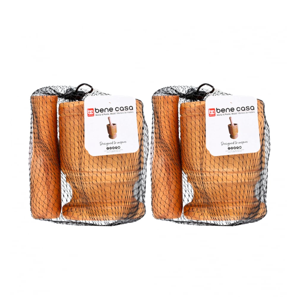 Mortero de madera natural 8 oz de capacidad Bene Casa (2 U)