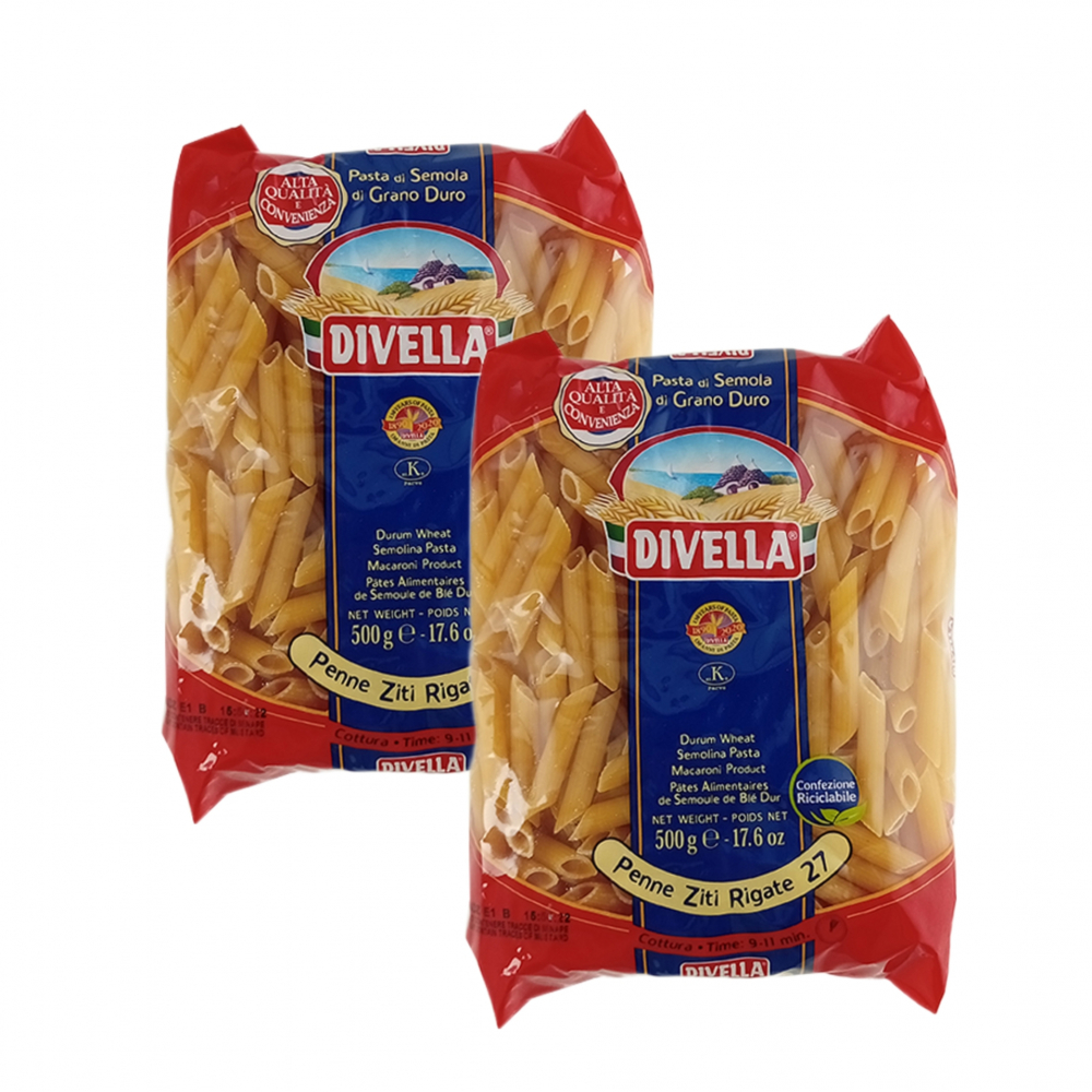 Pasta penne Divella (2 x 500 g / 17.6 oz)