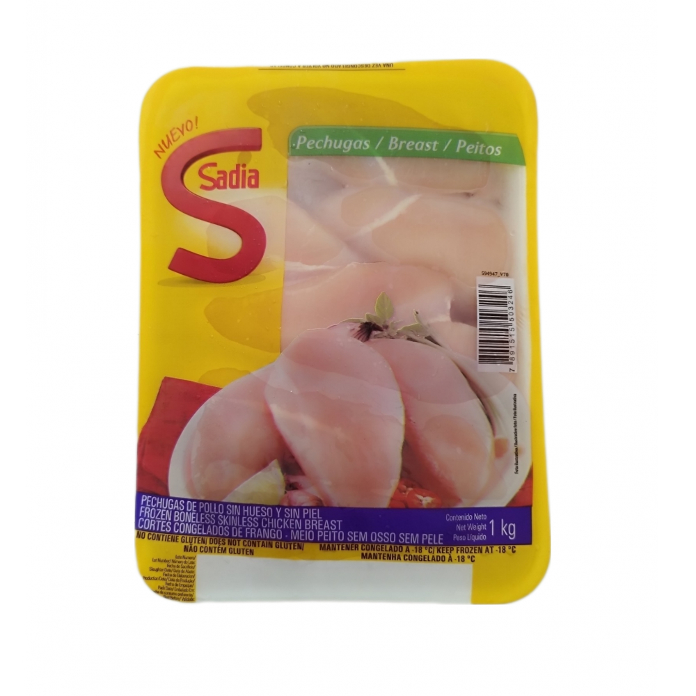 Pechuga de pollo sin hueso y sin piel Sadia (1 kg / 2.2 lb)