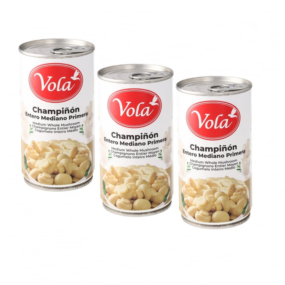 Champiñón entero mediano primera Vola (3 x 355 g / 12.52 oz)