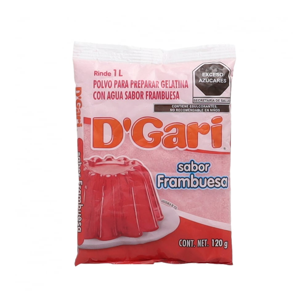 Polvo para preparar gelatina con agua sabor frambuesa D'Gari (120 g / 4.23 oz)