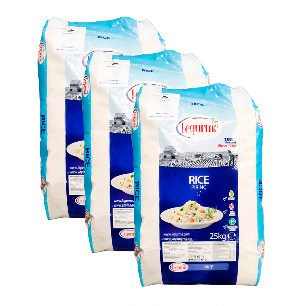 Arroz de grano largo Legurme (3 x 25 kg / 55.1 lb)