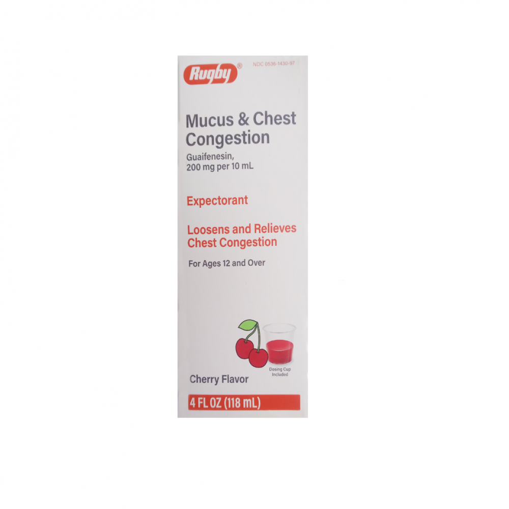 Guaifenesina 200 mg / 10 ml. Jarabe para aliviar la congestión del pecho. Sabor cereza (118 ml / 4 fl oz)