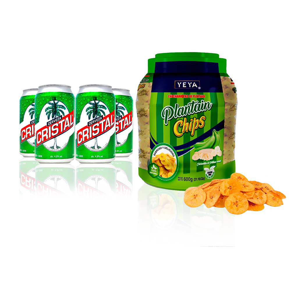Combo para tomar y picar: Cerveza Cristal + Chicharritas de Plátano Yeya
