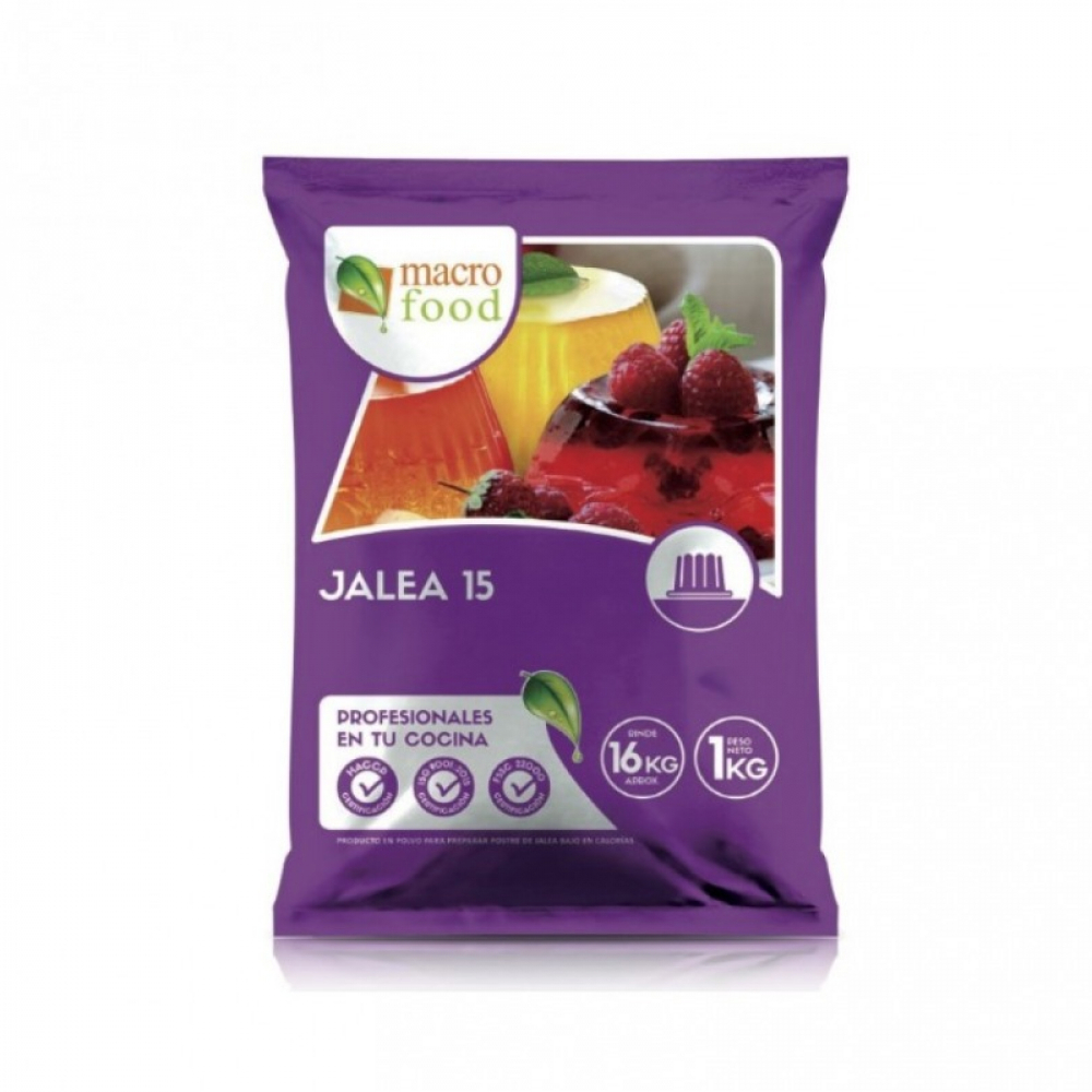Polvo para preparar postre de jalea sabor a manzana Macro Foods (1 Kg / 2.2 lb)