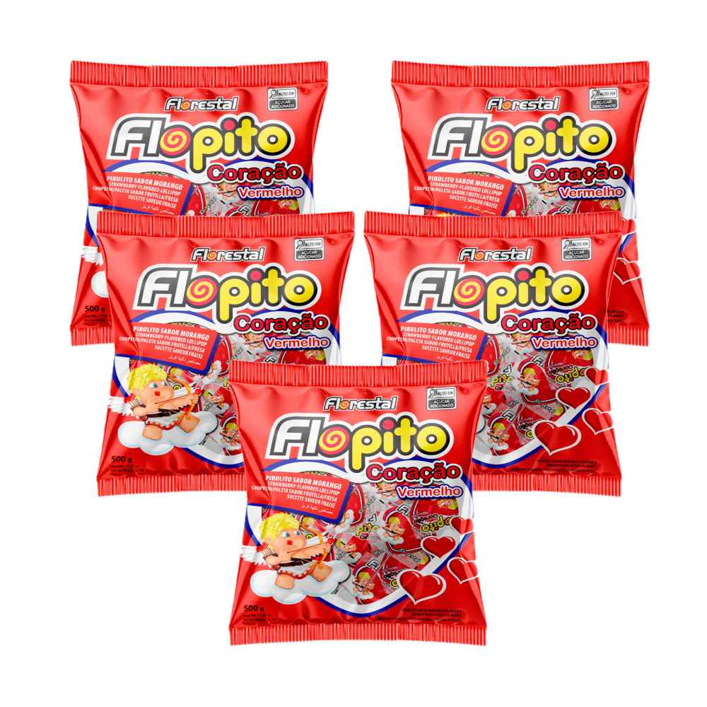 Chambelona Flopito en forma de corazón sabor fresa Florestal (5 x 500 g / 1.1 lb)