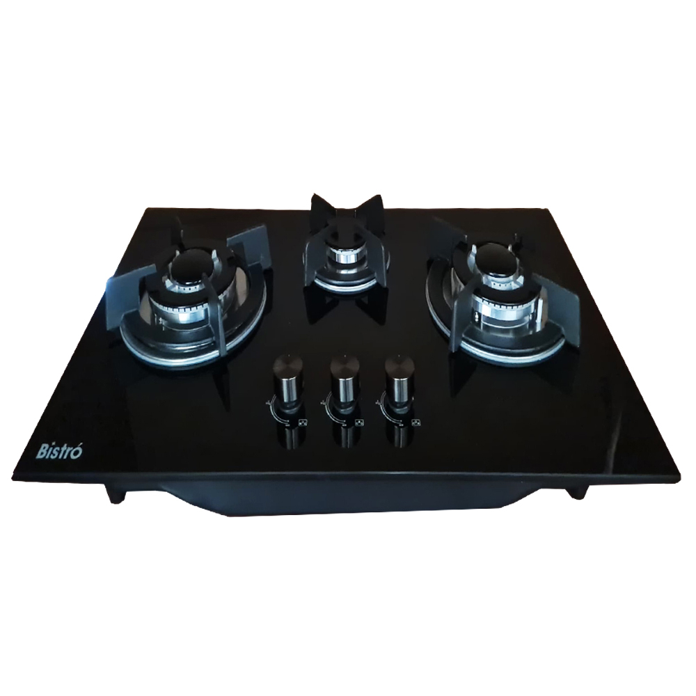 Estufa de mesa a gas con 3 quemadores color negro Bistr贸