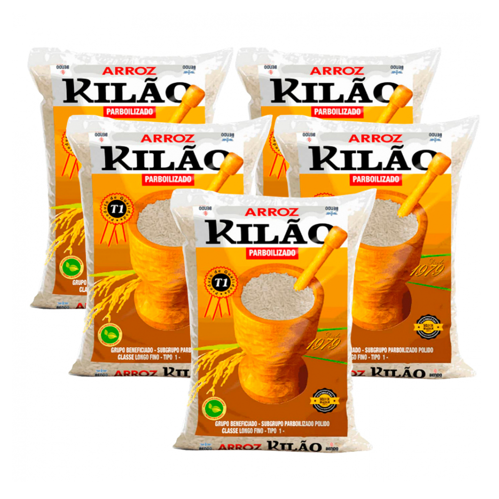 Arroz parboilizado Kilão (5 x 1 kg / 2.2 lb)