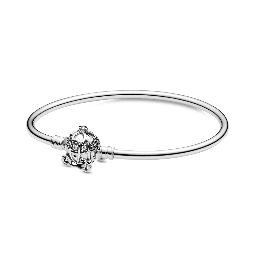Pulsera Plata diseño estilo Pandora Moments Rígida Carroza Calabaza de Cenicienta de Disney -18 cm-
