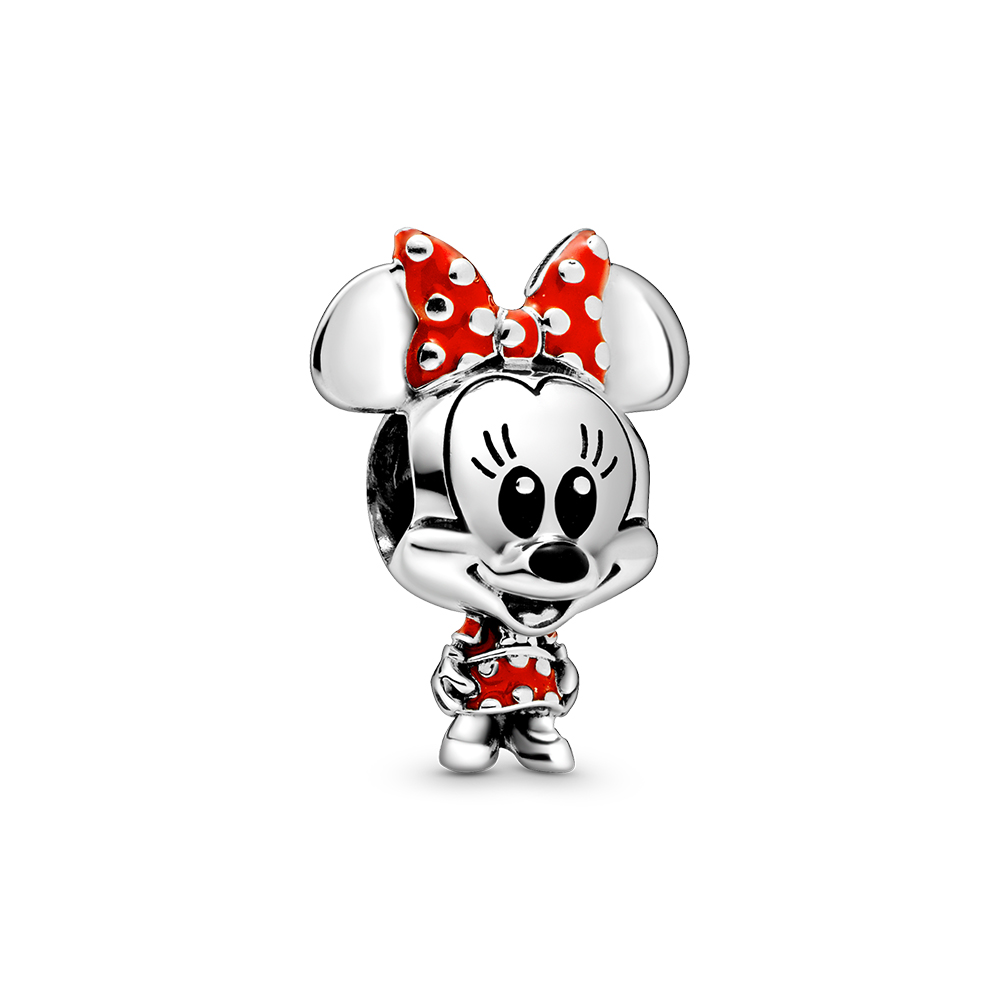 Charm diseño estilo Pandora Minnie Mouse con Vestido y Lazo de lunares de Disney