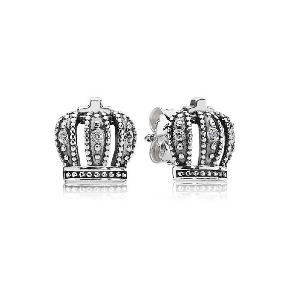 Pendientes estilo Pandora corona brillante
