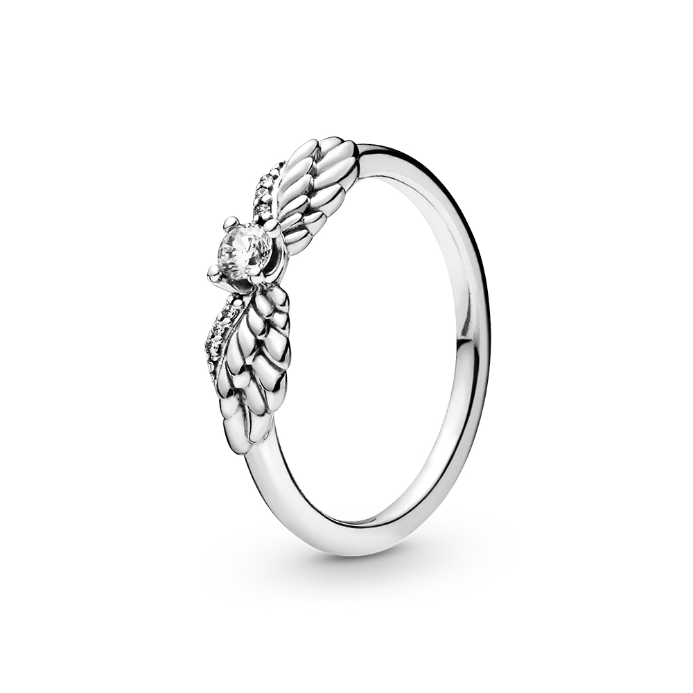 Anillo estilo Pandora alas de ángel brillantes -16.5 mm-
