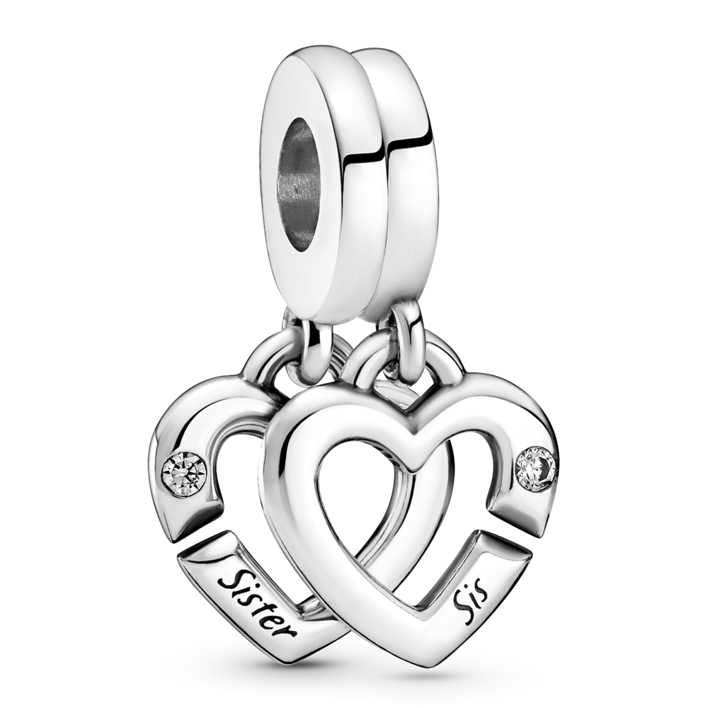 Charm Colgante diseño estilo Pandora Hermanas Unidas Corazones Divididos