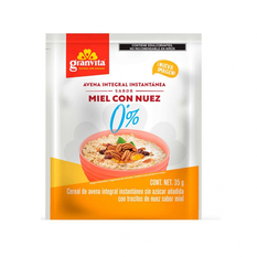 Avena integral instantánea 0% azúcar sabor miel con nuez Granvita (35 g / 1.23 oz)