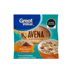 Avena instantánea con arándano y linaza Great Value (35 g / 1.23 oz)