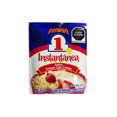 Cereal de avena integral instantáneo sabor fresas con crema con trocitos de manzana saborizados Avena 1 (35 g / 1.23 oz)