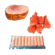 Jamón de pierna deshuesada + Muslos de pollo al carbón + Croquetas de jamón
