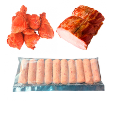 Lomo de cerdo ahumado sin piel y sin hueso + Muslos de pollo al carbón + Croquetas de jamón