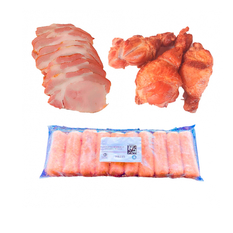 Chuletas de lomo de cerdo ahumado sin piel y sin huesos+ Muslos de pollo al carbón + Croquetas de jamón