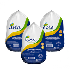 Pollo entero congelado sin menudos Avia (3 x 1.3 kg / 2.86 lb)