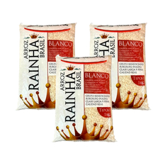 Arroz blanco tipo 1 Rainha (3 x 1 kg / 2.2 lb)